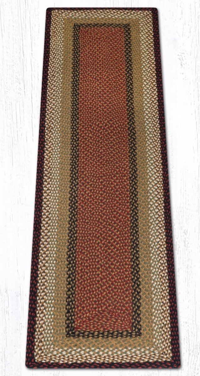 C-019 Burgundy & Mustard Braided Rug - Oblong - Ozark Cabin Décor, LLC