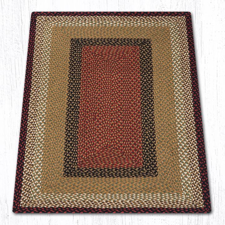 C-019 Burgundy & Mustard Braided Rug - Oblong - Ozark Cabin Décor, LLC