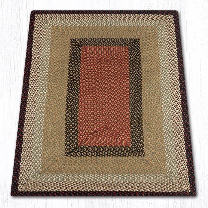 C-019 Burgundy & Mustard Braided Rug - Oblong - Ozark Cabin Décor, LLC