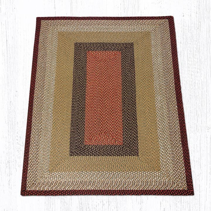 C-019 Burgundy & Mustard Braided Rug - Oblong - Ozark Cabin Décor, LLC