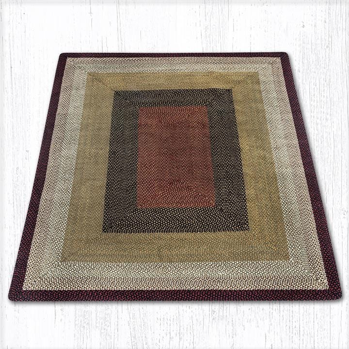 C-019 Burgundy & Mustard Braided Rug - Oblong - Ozark Cabin Décor, LLC