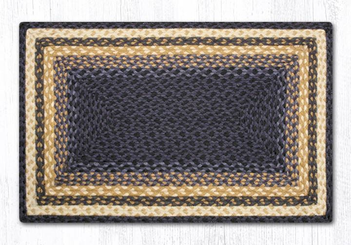 C-079 Light/Dark Blue & Mustard Braided Rug - Oblong - Ozark Cabin Décor, LLC