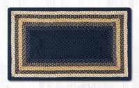 C-079 Light/Dark Blue & Mustard Braided Rug - Oblong - Ozark Cabin Décor, LLC