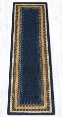 C-079 Light/Dark Blue & Mustard Braided Rug - Oblong - Ozark Cabin Décor, LLC