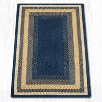 C-079 Light/Dark Blue & Mustard Braided Rug - Oblong - Ozark Cabin Décor, LLC