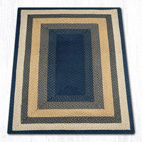 C-079 Light/Dark Blue & Mustard Braided Rug - Oblong - Ozark Cabin Décor, LLC