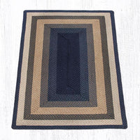 C-079 Light/Dark Blue & Mustard Braided Rug - Oblong - Ozark Cabin Décor, LLC