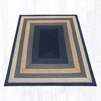 C-079 Light/Dark Blue & Mustard Braided Rug - Oblong - Ozark Cabin Décor, LLC