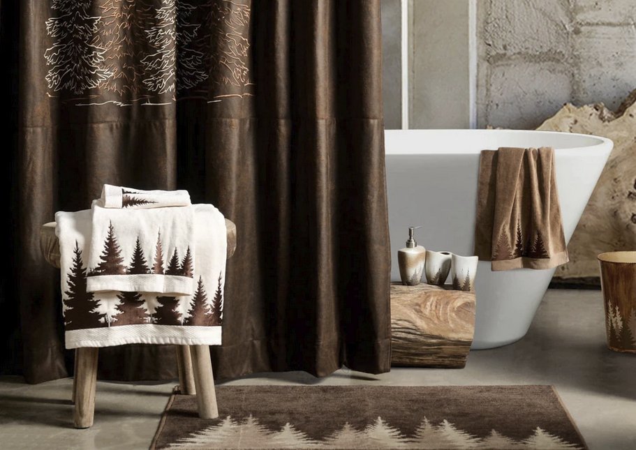 Ozark Cedar Pines 3-PC Bath Towel Set - Mocha - Ozark Cabin Décor, LLC