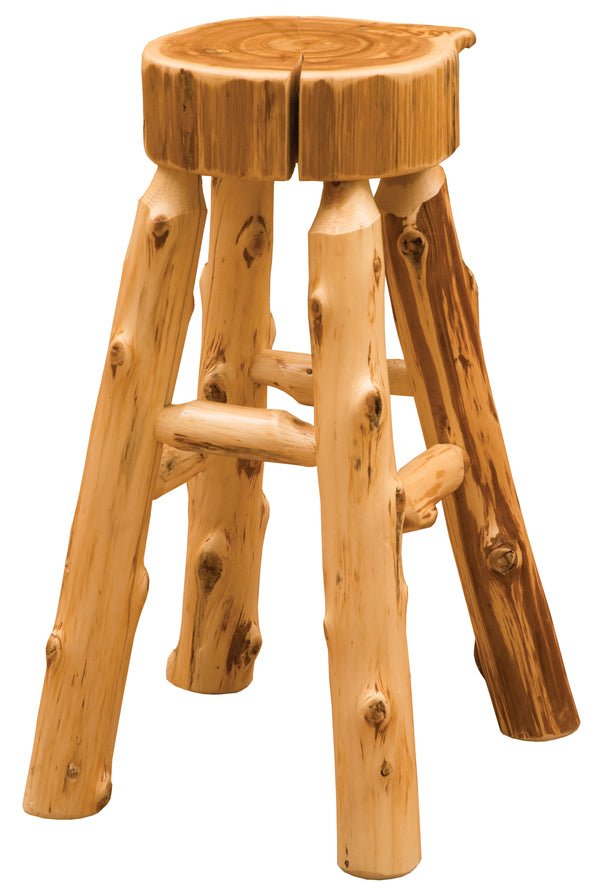 Cedar Log Slab Barstool - 30" - Ozark Cabin Décor, LLC