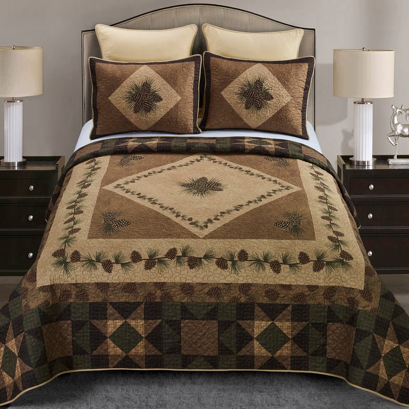 Antique Pine 3-Piece Quilted Bedding Set - King - Ozark Cabin Décor, LLC