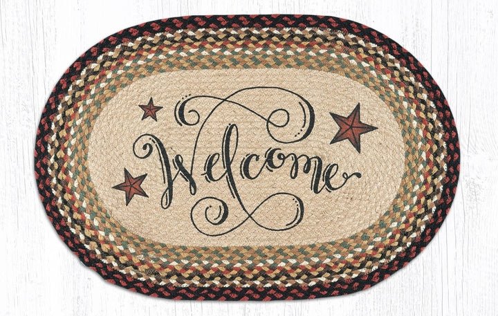 OP-319 Welcome Barn Stars Braided Rug - Ozark Cabin Décor, LLC