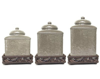Savannah Canister Set With Base - 4 Colors - Ozark Cabin Décor, LLC