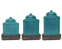 Savannah Canister Set With Base - 4 Colors - Ozark Cabin Décor, LLC