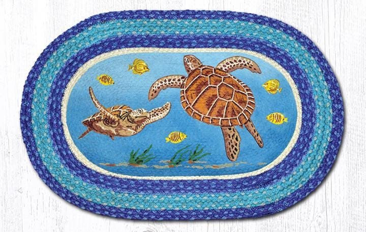 Deep-Sea Turtle Braided Rug - Ozark Cabin Décor, LLC