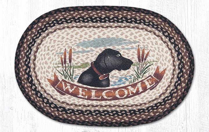 OP-313 Welcome Dog Oval Braided Rug - Ozark Cabin Décor, LLC