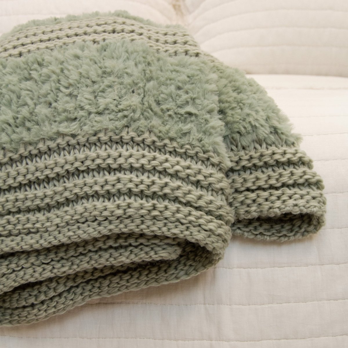 Plush Knit Throw - Sage - Ozark Cabin Décor, LLC