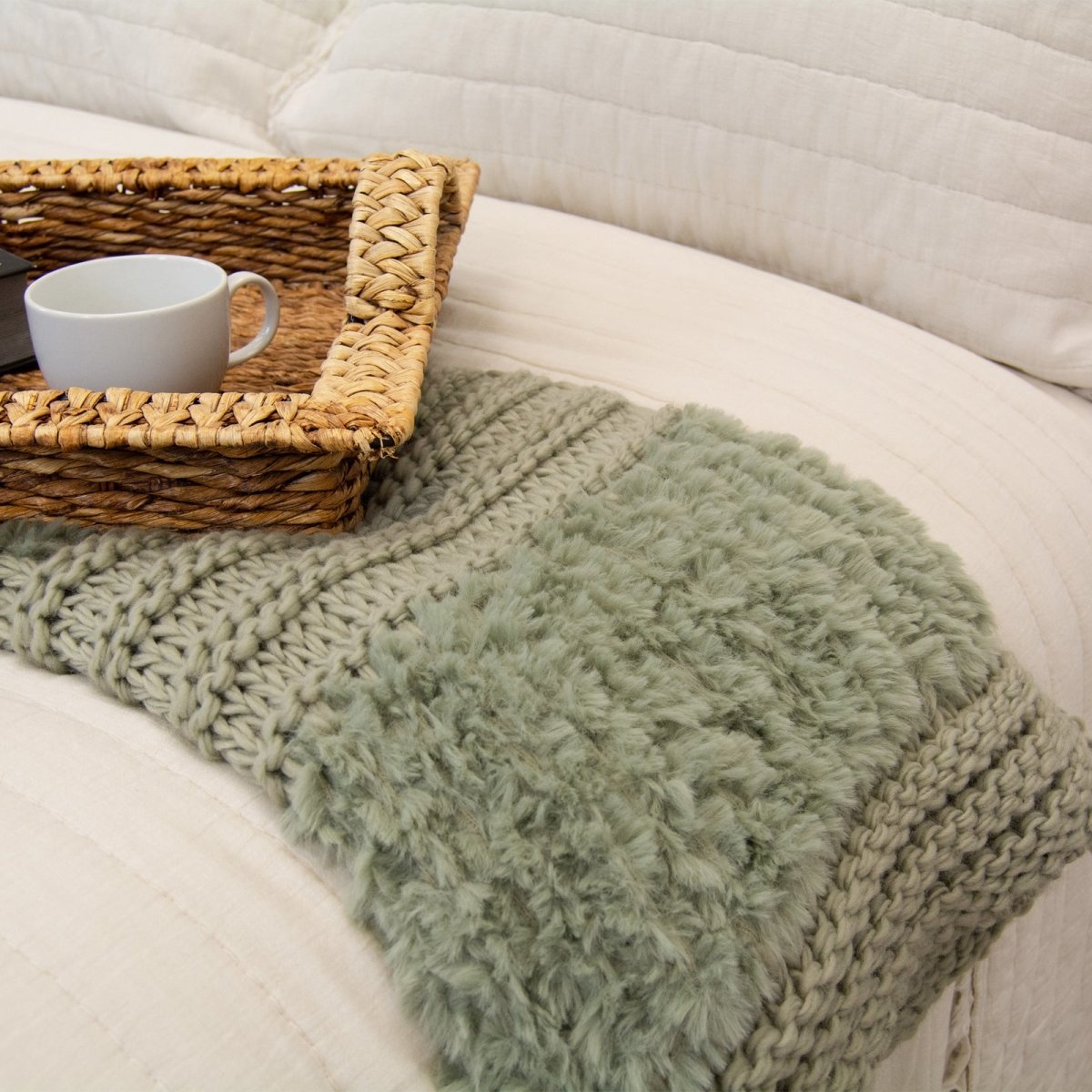 Plush Knit Throw - Sage - Ozark Cabin Décor, LLC
