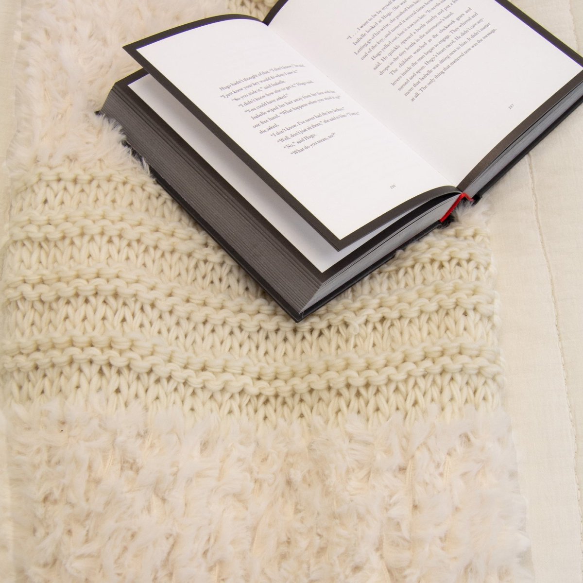 Plush Knit Throw - Ivory - Ozark Cabin Décor, LLC