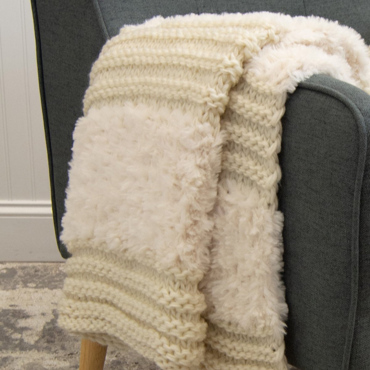 Plush Knit Throw - Ivory - Ozark Cabin Décor, LLC