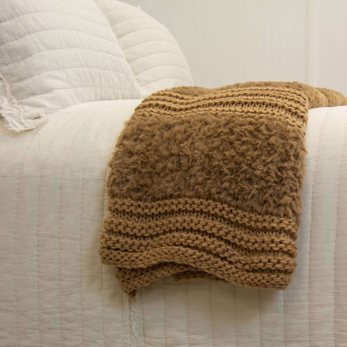 Plush Knit Throw - Camel - Ozark Cabin Décor, LLC