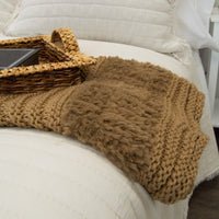 Plush Knit Throw - Camel - Ozark Cabin Décor, LLC