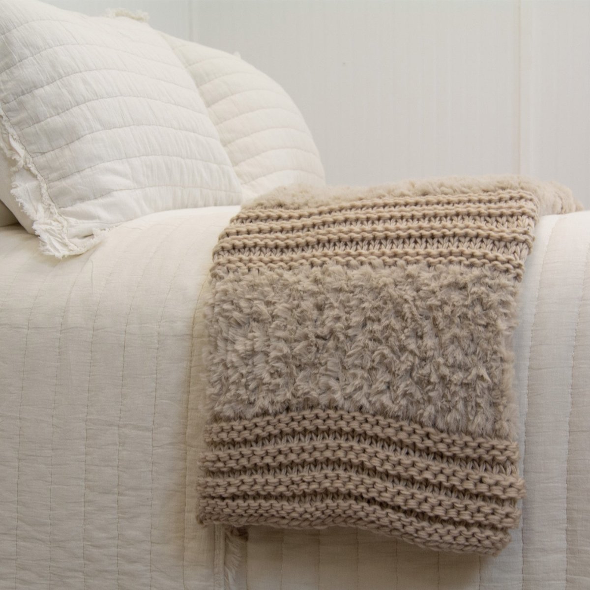 Plush Knit Throw - Taupe - Ozark Cabin Décor, LLC