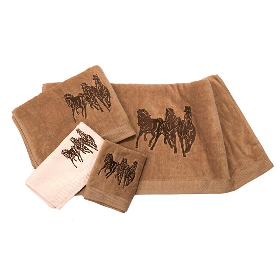 3 Running Horses Western Bath Towel Sets - Ozark Cabin Décor, LLC