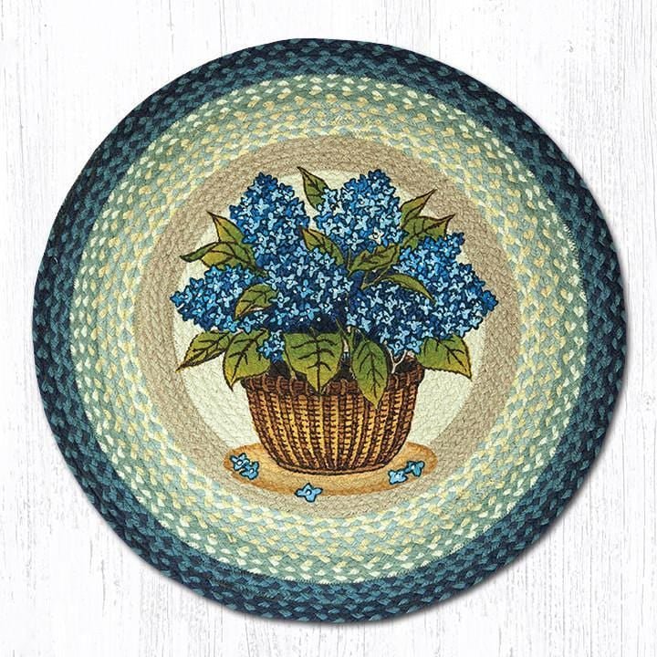 27" Round Printed Jute Rugs, Hydrangea - Ozark Cabin Décor, LLC