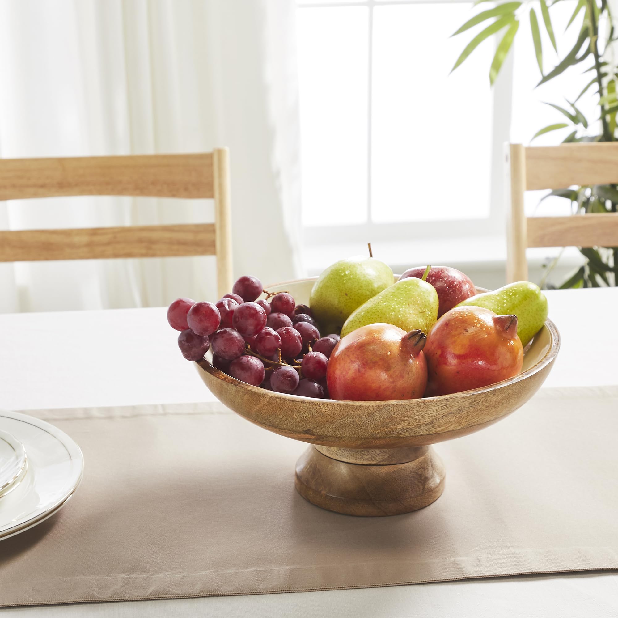 Natural with White Wooden Fruit Bowl