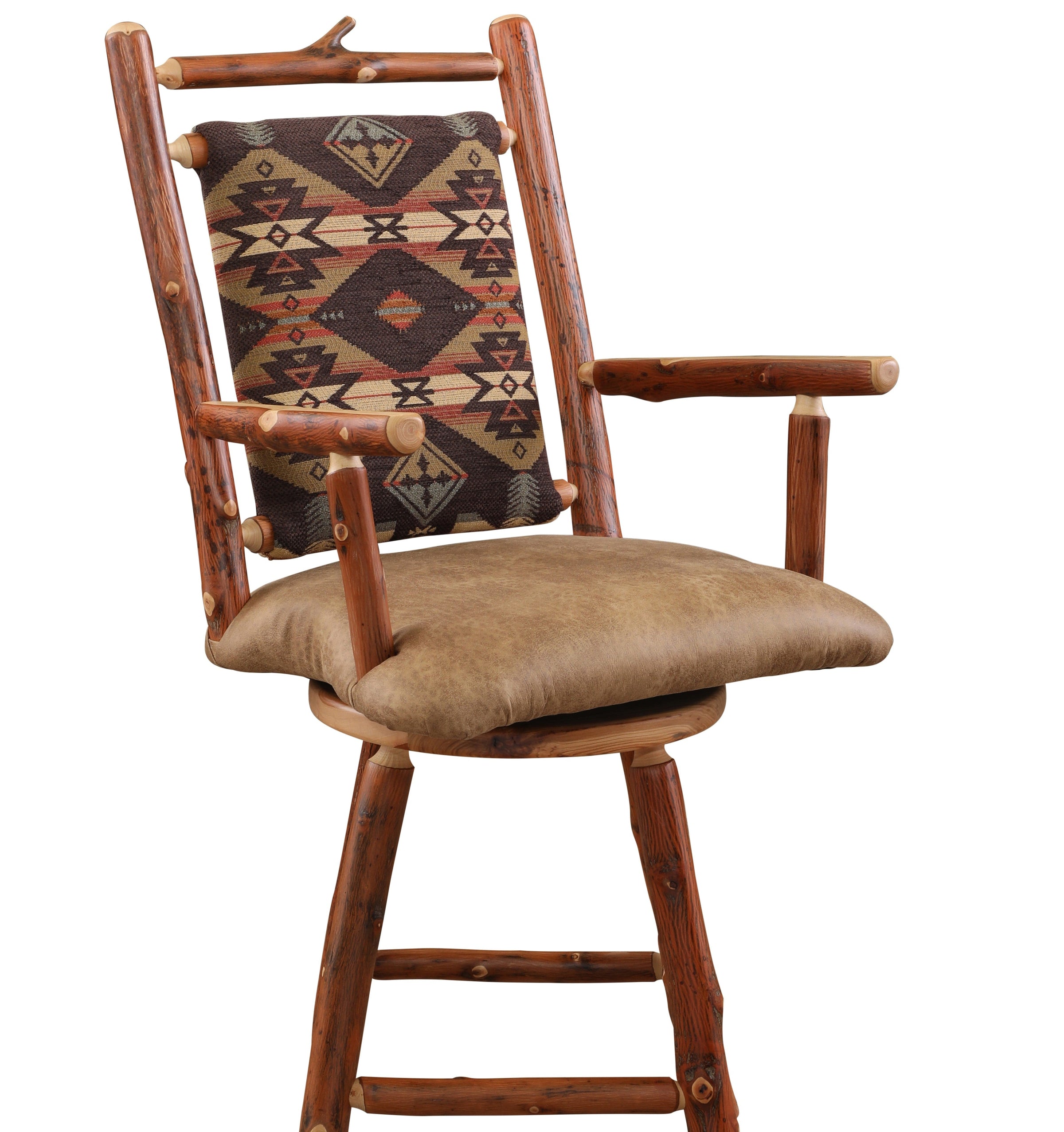 Hickory Upholstered Swivel Bar Stool - Ozark Cabin Décor, LLC