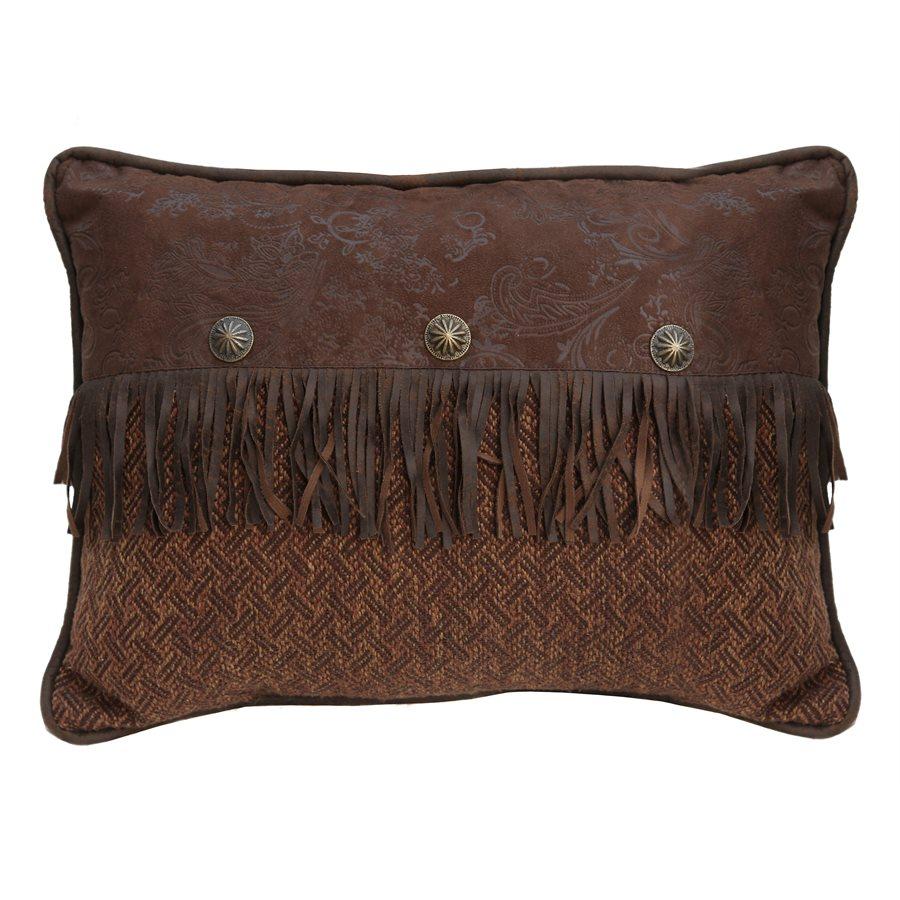 Del Rio Chocolate Faux Leather Pillow w/ Concho