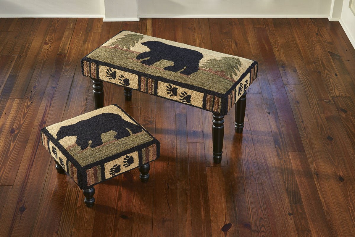 Adirondack Bear Hooked Stool - Ozark Cabin Décor, LLC