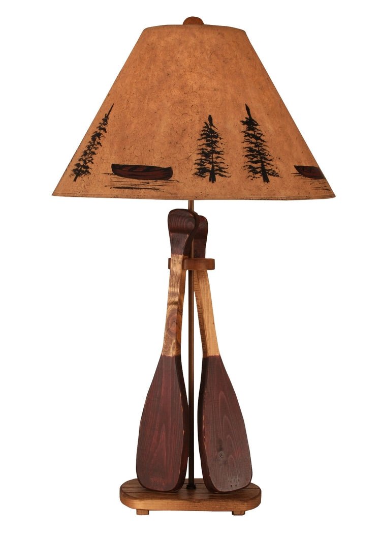 Stain/Red 2 Paddle Table Lamp - Ozark Cabin Décor, LLC