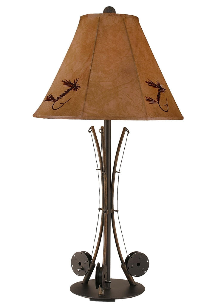 Rustic 3 Fly Fishing Pole Table Lamp