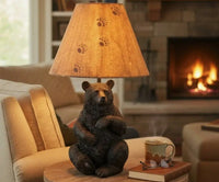 Distressed Black Sitting Bear Table Lamp - Ozark Cabin Décor, LLC
