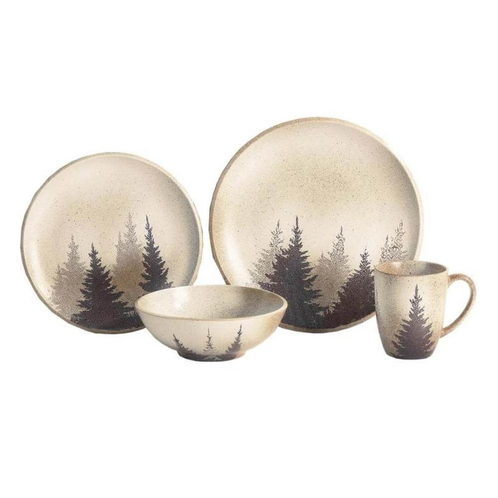 Wooden Forest 16-Pc Dinnerware Set - Ozark Cabin Décor, LLC