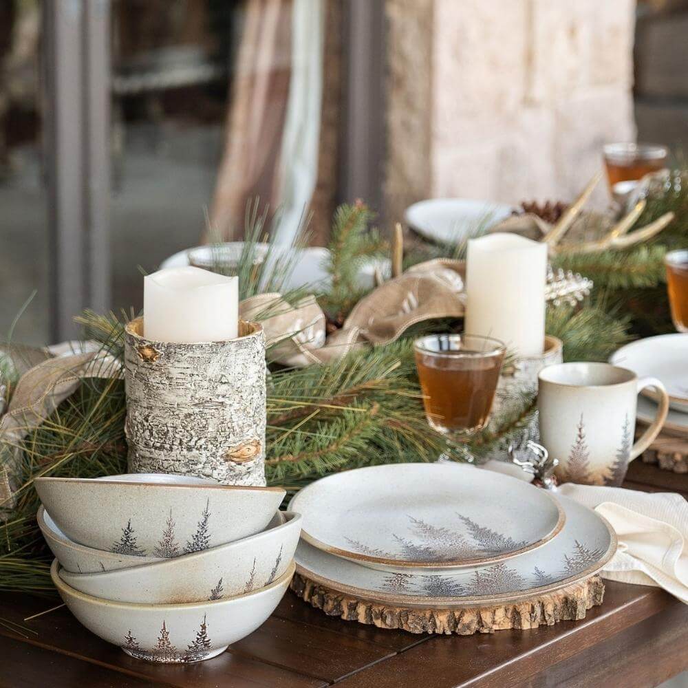 Wooden Forest 16-Pc Dinnerware Set - Ozark Cabin Décor, LLC