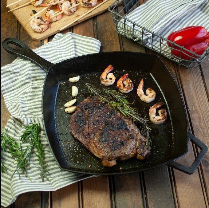 12 - in Square Cast Iron Skillet - Ozark Cabin Décor, LLC