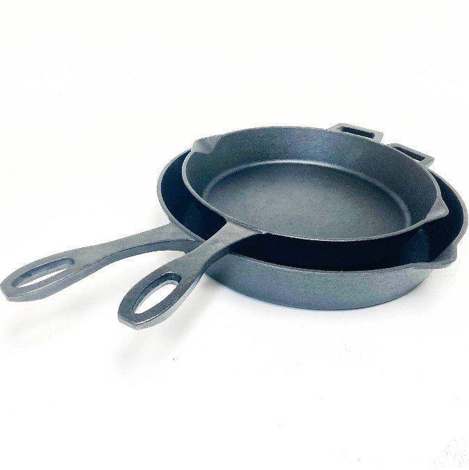 12 - in and 14 - in Cast Iron Skillet Set - Ozark Cabin Décor, LLC