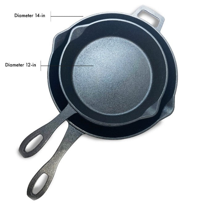12 - in and 14 - in Cast Iron Skillet Set - Ozark Cabin Décor, LLC