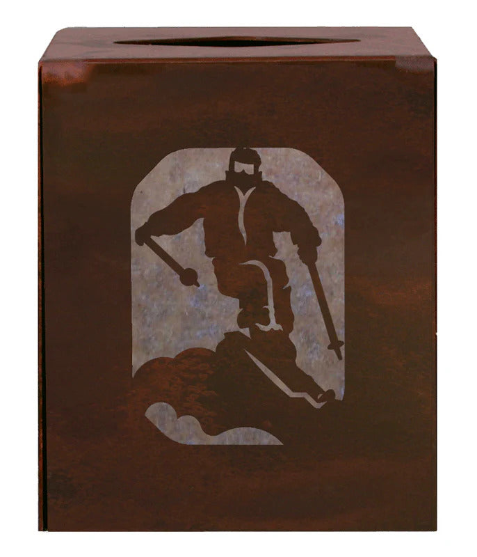 Skier Square Tissue Box Cover