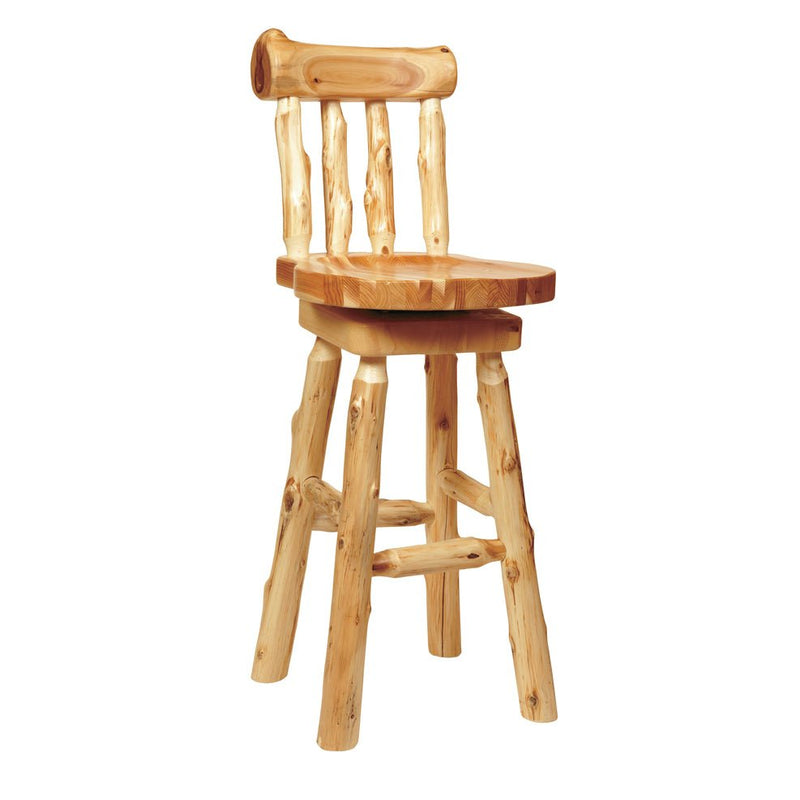 Cedar Log Barstool With Back - 30" - Ozark Cabin Décor, LLC