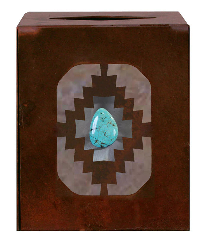 Desert Diamond w/Turquoise Stone Square Tissue Box Cover