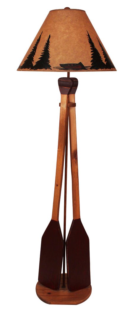 Stain/Red Wooden 2 - Paddle Floor Lamp - Ozark Cabin Décor, LLC
