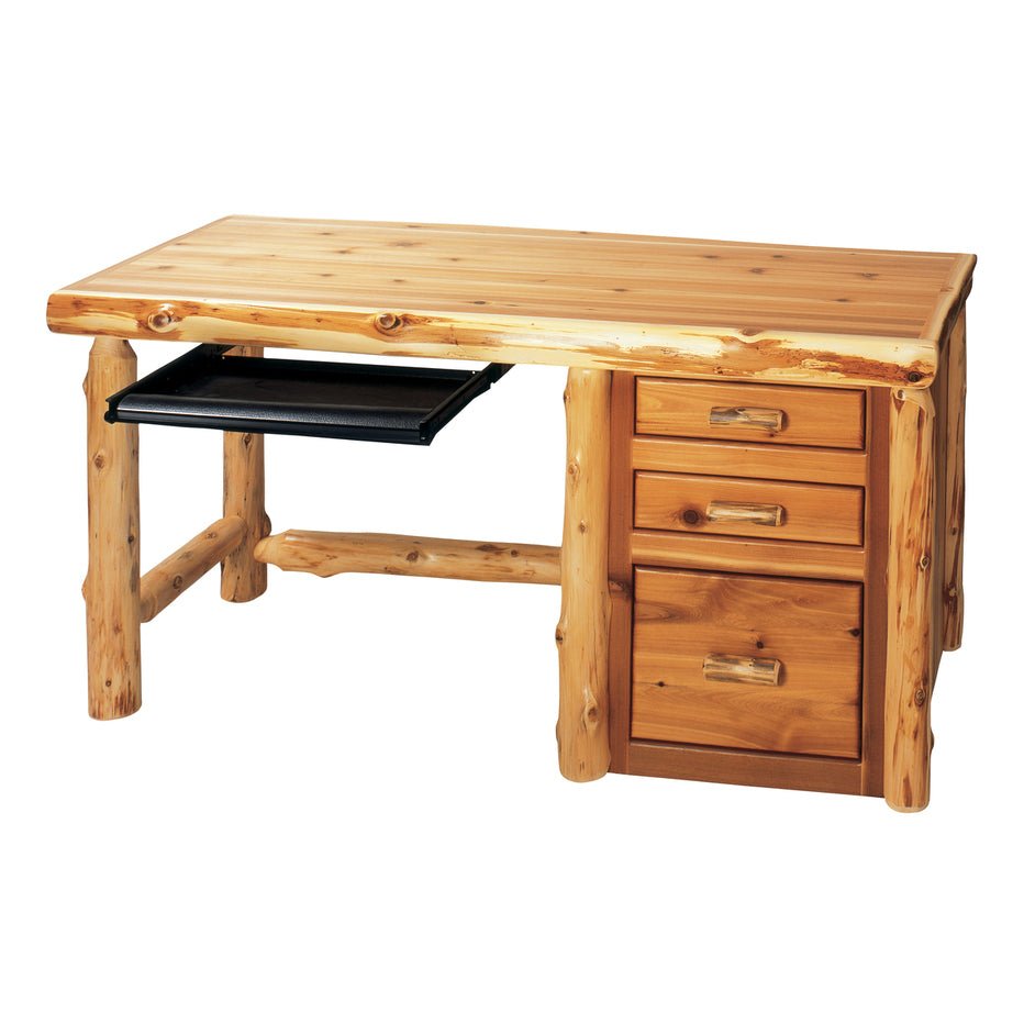 Cedar Log File Desk with Keyboard Slide
