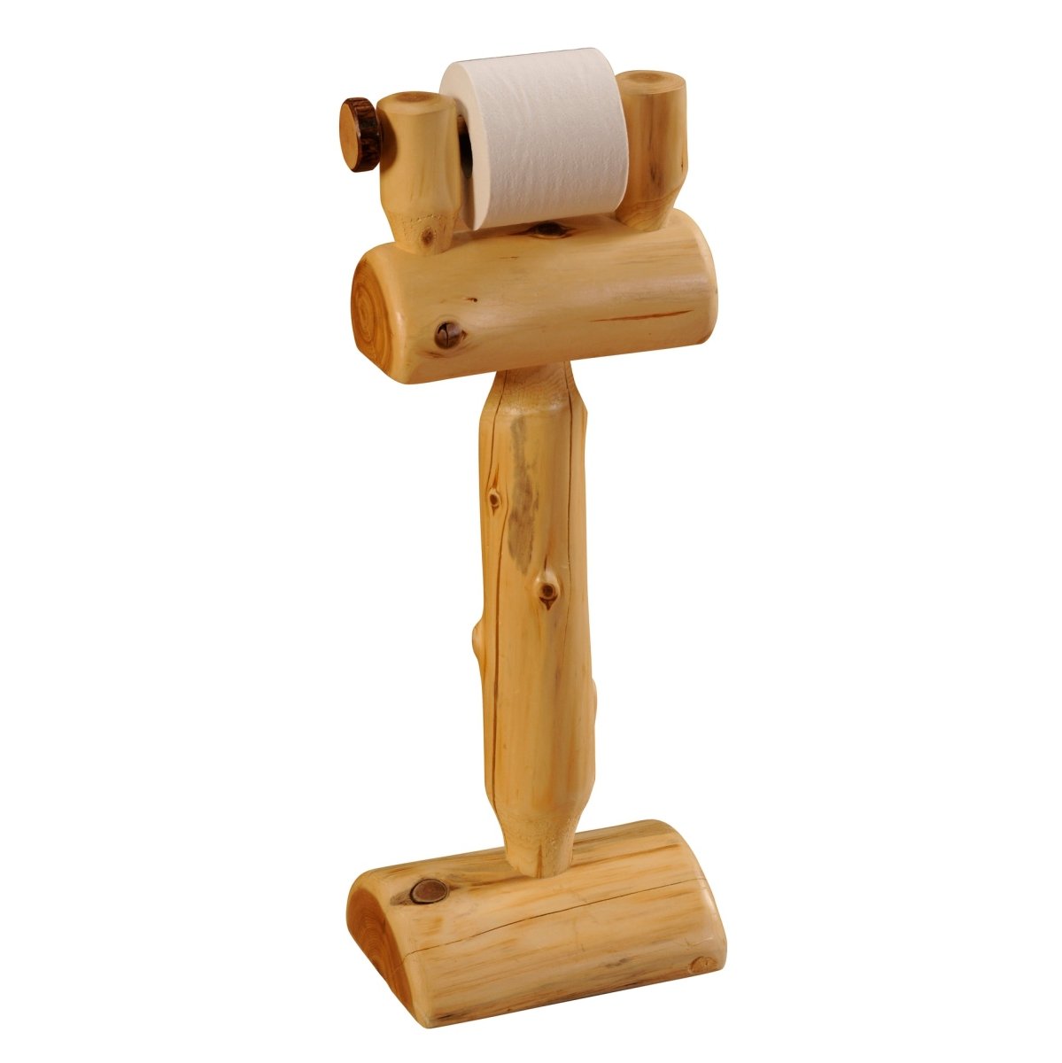 Fireside Lodge Handcrafted Natural Cedar Log Free Standing Toilet Paper Holder
