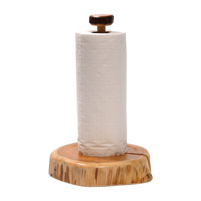 Fireside Lodge Handcrafted Freestanding Cedar Log Paper Towel Holder