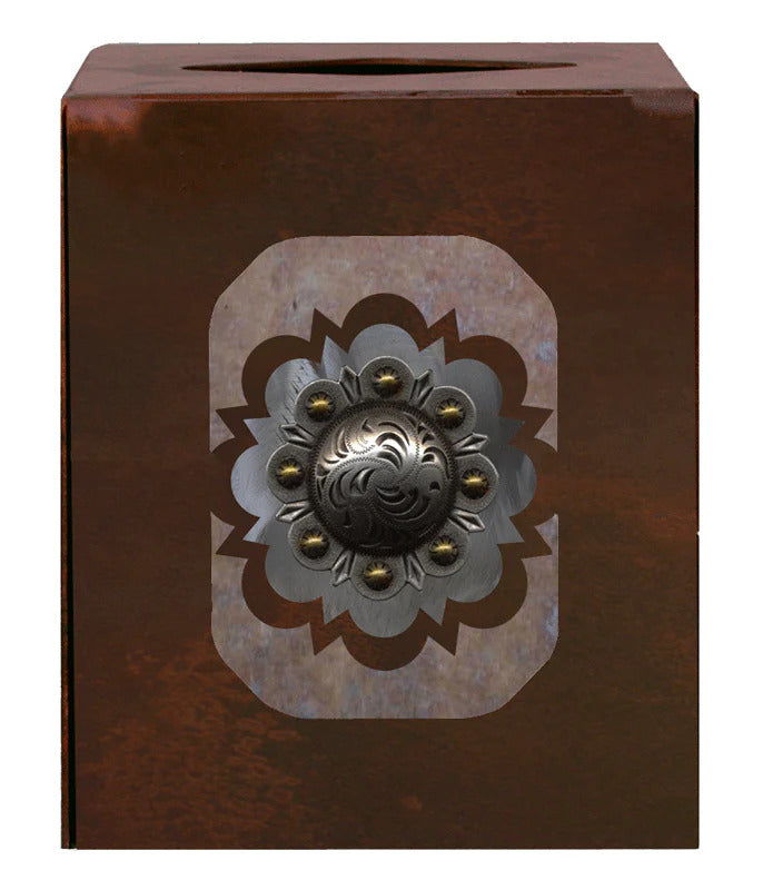 Round Old Silver Square Tissue Cover