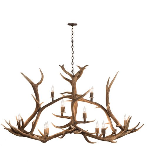 70" Long Antlers Elk 10 Light Oblong Chandelier - Ozark Cabin Décor, LLC